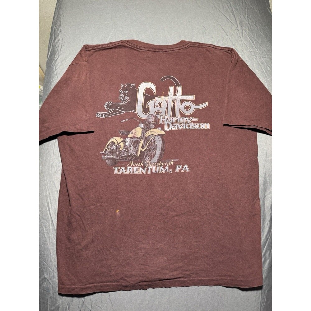 Vintage Harley Davidson Shirt Mens XL Gatto Burgundy Maroon Tarentum PA